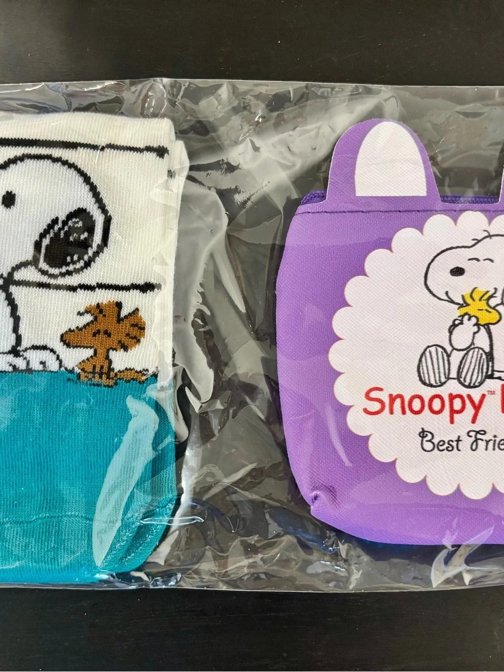 3 sets- Peanuts Snoopy & Charlie Brown Novelty Socks and coin purse.